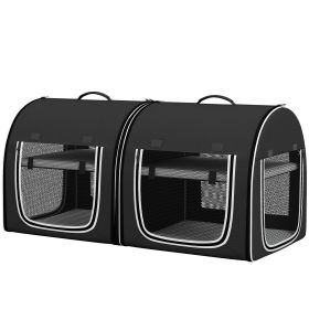 39" Portable Soft 2 Sided Pet Cat Carrier with Divider, Two Compartment, Soft Cushions, & Storage Bag, Black