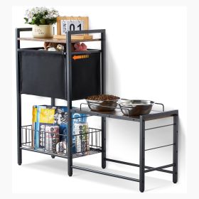 Pet Feeding Station with Storage, Elevated Dog Bowls, Raised Dog Bowl Stand, Dog Food Storage and Feeder Station with Storage Shelves