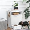 Pet Feeder Station with Storage, Dog Food Storage Container with 2 Raised Dog Bowls, White