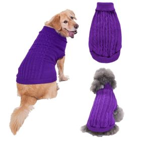 Dog Sweater Warm Pet Sweater Dog Sweaters for Small Dogs Medium Dogs Large Dogs Cute Knitted Classic Clothes Coat for Dog Puppy (Color: PURPLE, size: large)